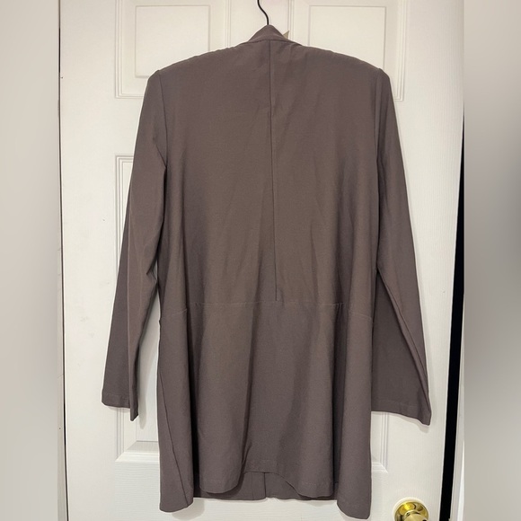 EILEEN FISHER Streetch Crepe Mandarin Collar Jacket Cobblestone Sz M - Picture 10 of 11